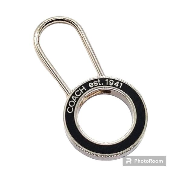 Coach Vintage black enamel pinch lock locket keychain FOB purse charm. NWOT - Picture 3 of 7